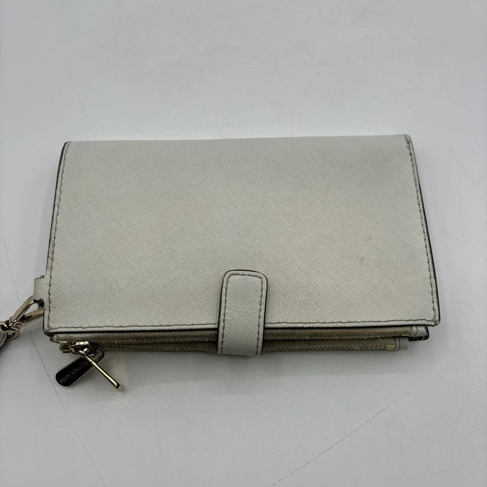 Michael Kors‎ Jet Set Travel Double Zip Saffiano Leather Wristlet Wallet White